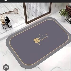 Gray and Gold Bath Mat